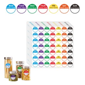 20 Sheets Days of The Week Stickers, 980Pcs Food Date Stickers Date Labels for Food, Date Dots for Food Week Labels for Commercial Kitchens, Restaurants and Foodservice Providers 2.5cm/1inch