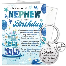 HOWAF Nephew Birthday Gifts for Nephew Gifts from Aunt Uncle, Birthday Card Greeting Card with Envelope for Happy birthday gifts Present for Him