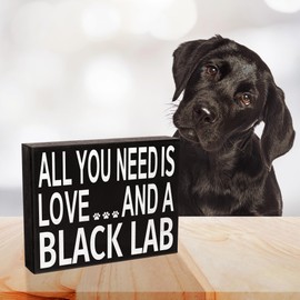 JennyGems Black Lab Gifts, All You Need Is Love and a Black Lab Wooden Sign, Labrador Retriever Dog Mom, Shelf Decor and Wall Hanging, Made in USA