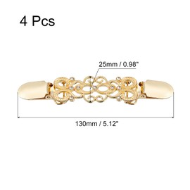sourcing map 4pcs Retro Sweater Clips Vintage Dress Clips Back Cinch Clip Cardigan Collar Clips Scarf Clips Shawl Clasps for Women(Gold)