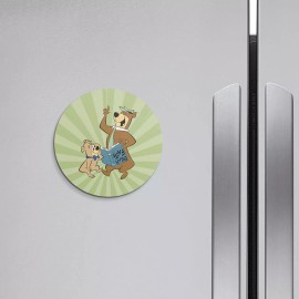 Unbranded Yogi Bear Cartoon Boo Boo Book | 4'' X 4'' Round Decorative Magnet