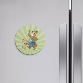 Unbranded Yogi Bear Cartoon Boo Boo Book | 4'' X 4'' Round Decorative Magnet