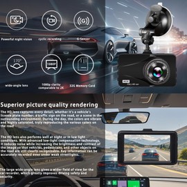 Full HD 1080P Car Dash Camera with WDR, HDR, Wide Angle Lens, Loop Recording, G Sensor, 3.0-inch IPS Display, Free 32 Memory Card