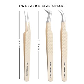 Fiber Tip Lash Tweezers- Pack of 3 Eyelash Extension Tweezers Professional- Lash Tweezers. (Light Nude)