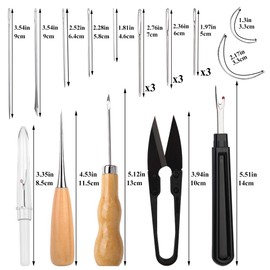 32 Pcs Leather Sewing Kit, Upholstery Repair Kit with 8 Colors Sewing Thread, Leather Sewing Needles, Awl, Scissors, and Seam Ripper, Leather Stitching Kit for Leather Sewing Repair Bookbinding