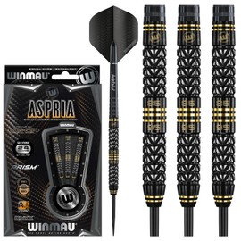 WINMAU Aspria Tungsten Steeltip Dart Set 24 gram with Prism Delta Flights and Prism Force Shafts (Stems)