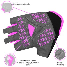 WESTWOOD FOX Cycling Gloves Men Women Half Finger Unisex Gel Padded Non-Slip Breathable Shock Absorbing Grip Palm Cycling Summer Riding MTB Cycling Pink Size