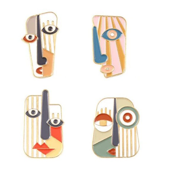 4Pcs Art Mask Enamel Pin Brooch Individual Metal Badge Lapel