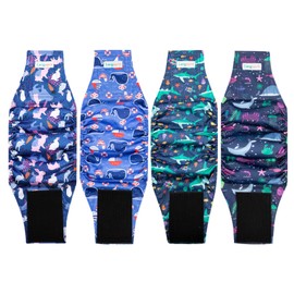 Male Dogs Diapers Belly Bands(4Pack), Washable Reusable Male Boy Doggy Wraps Panties for Doggie Puppy Pooping Potty Training Incontinence Marking Pañal para Perro Medium