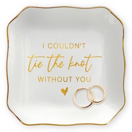 OASSIE Bridesmaid Gifts for Wedding Day - 4"x4" Ceramic Jewelry Dish Tray - Bridal Shower Wedding Gifts for Women, Jewelry Tray for Bridesmaid Proposal Gift Ideas, Maid of Honor Gift for Friend Sister