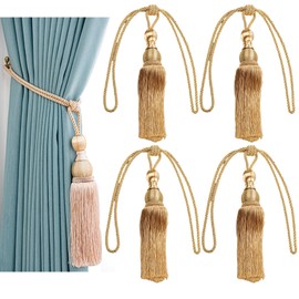 NOELAMOUR Curtain Tassels, Curtain Rope, Curtain Tiebacks, Decoration, Fashionable, Set of 4 (Gold)
