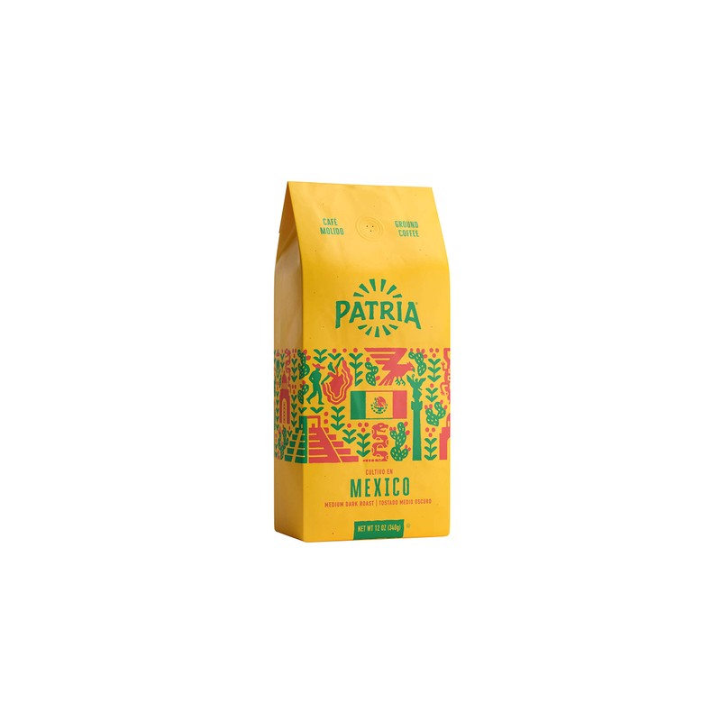 Patria Mexico Medium Dark Roast Ground Coffee, 12oz Bag (Pack