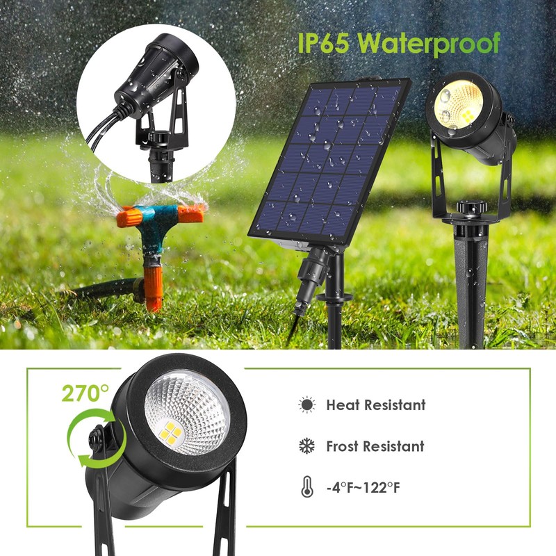 B-right Solar Spot Lights Outdoor, 8 Modes IP65 Waterproof Solar