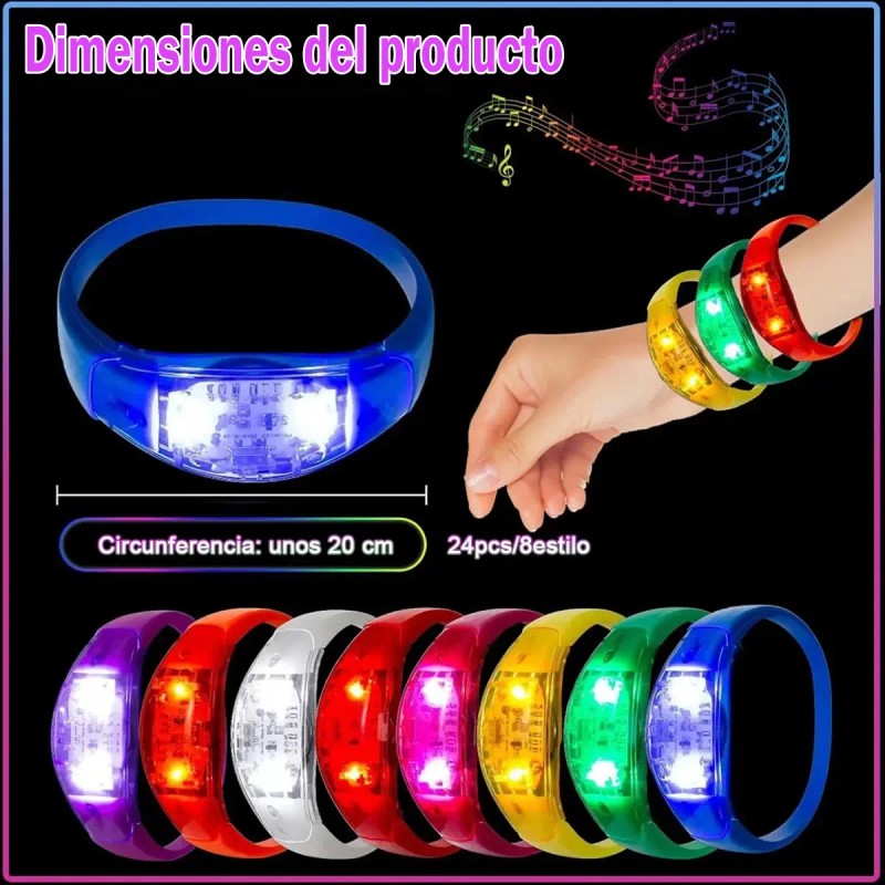 24pcs Pulseras Audioritmicas Concierto Para Fiesta Batucada