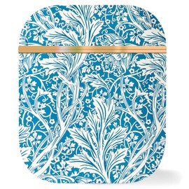 Berkin Arts Compatible with AirPods 1st Generation Case, AirPods 2nd Generation Case Rose Gold Hard Cover with Keychain Damask pattern(Arcadia Blue Floral by William Morris)