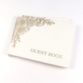 Y & Y Power Wedding Guest Book, Linen Cover, Guest Book Wedding Reception, Bring a Pen and Photo Stickers, Guest Book, Total 100 Pages, 50 White for Photos and 50 with Lines to Write.