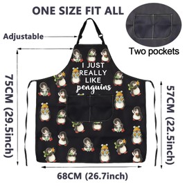 ENSIANTH Penguin Apron Penguins Cooking Apron With Pockets I Just Really Like Penguins Funny Kitchen Baking Grilling Chef Apron (penguin aprons)