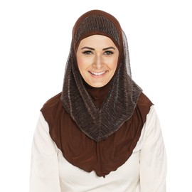 Jazvano Instant Hijab for Women Muslim Girls Soft Hijab Scarf Easy to Wear Headscarf Spun Gold Jilbab Daily Islamic Hijab 1pc, A Coffee, One Size