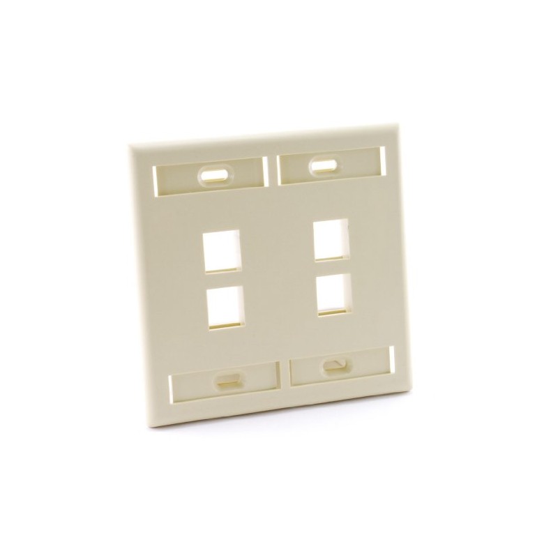 Leviton 42080-4IP 4-Port Dual Gang QuickPort Wallplate with ID Windows,