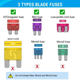 Nilight - 50019R 272pcs Standard & Mini & Low Profile Mini Blade Fuse Assortment, 2A 5A 10A 15A 20A 25A 30A 35A Replacement Fuses for Car Boat Truck SUV Automotive