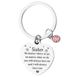 Sister Friendship Keyring True Best Friend Quote Keychain Love BFF Bestie Sibling Women's Gift Inspirational Motivational Present