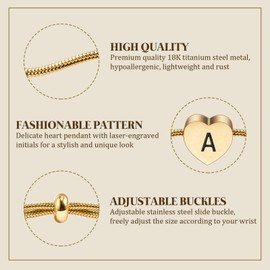 VGROSIA Gold Bracelet For Women Initial Heart Stainless Steel Charm Bracelet Birthday Gifts For Women C