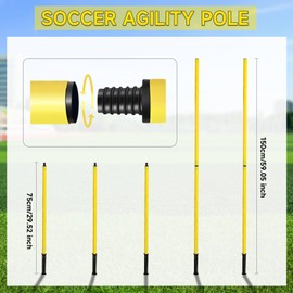 ZEMBSOYA Soccer Agilitys Training Poles Set,Soccer Training Sticks,Adjustable Training Poles Equipment with Base Buckles with Storage Bag for Football Soccer Speed Training Set(5 pcs)