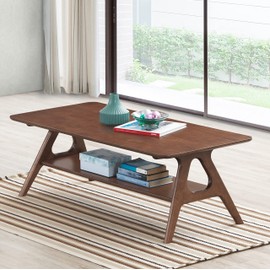 Arona Mid-Century Modern Wood Coffee Table with Shelf