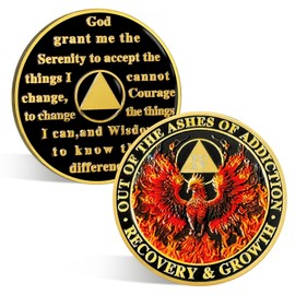 ACGZQY 4 Year Phoenix Sobriety Chip - Rebirth Phoenix AA Coin and Medallion - Upon Awakening Recovery Sober Token Sobriety Coins Alcoholics Anonymous Sobriety Gifts