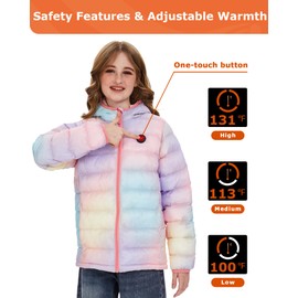 Venustas Kids Heated Jacket with Battery Pack, Girls Lightweight Electric Heated Coat(Pink Ombre, X-Large)