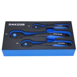 DAKCOS Socket Wrench Set 1/4" 3/8" 1/2" Drive Ratchet with Quick Release Composite Offset Handle Reversible Spanner 72 Teeth