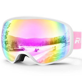 RIOROO Ski Goggles, Kids Goggles, Skiing, Snowboard Goggles, Children, 100% UV Protection, OTG/Windproof/Anti-Fog, 180° Wide View, Flexible, Shockproof, Long Wearing, Suitable for 3-10 Years,