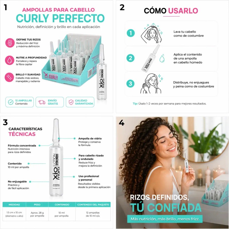 Ampolletas Curly Xiomara Define Rizos Sin Frizz 12 Ampolleta