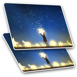 Rectangle Stickers (Set of 2) 10cm - Night Sky Stars Magic Children Fun Decals for Laptops,Tablets,Luggage,Scrap Booking,Fridges, #14058