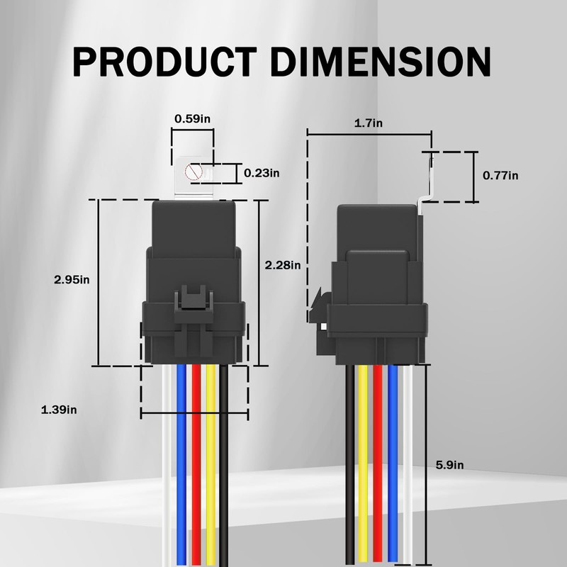 5-PIN Relay 40/30AMP 12V DC Automotive Wires Waterproof with Harness