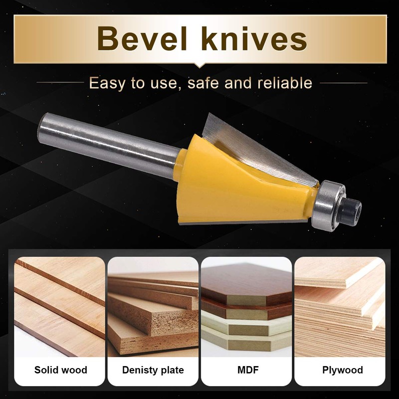 KATUR 15 Degree Chamfer and Bevel Edging Router Bit, Carbide