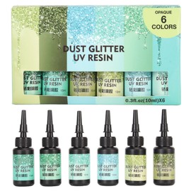 6pcs Colored UV Resin 10ml Each Pen Shaped Fast Curing Aluminum Foil Sealing UV Glue for DIY Jewelry Crafts Green Series