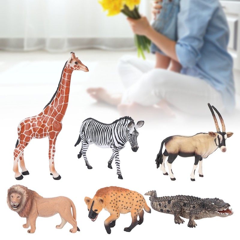 6Pcs Animals Toys Set Simulation Vivid Wild Jungle Zoo Plastic