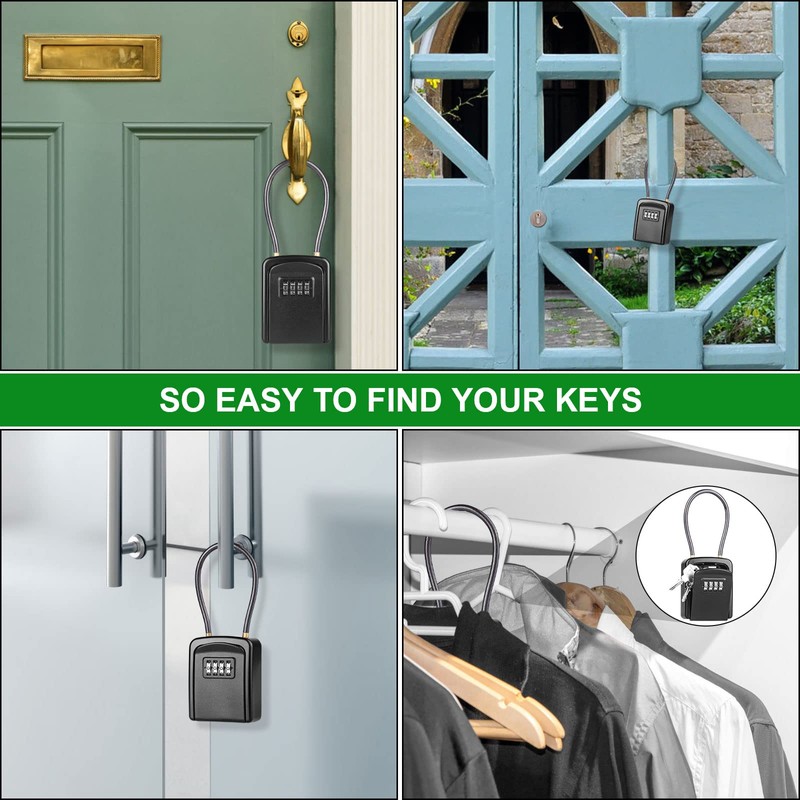 Key Safe, [New Version] [Weatherproof] Diyife Portable Lock Box for