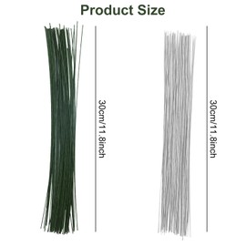 Pack of 100 Flower Wire, Flower Stem Wire, Florist Craft Wire for Bouquet Banquets, DIY, Wedding, Bouquet Decoration (White, Green)