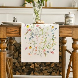 Artoid Mode - Camino de mesa de primavera con flores silvestres, diseño floral de verano, decoración de mesa de cocina, comedor, decoración para el hogar, fiesta, 13 x 90 pulgadas