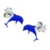 Dolphin Earrings 925 Sterling Silver Blue