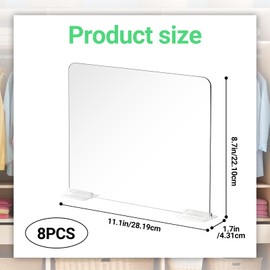 PECCPLNOM 8 Pack Detachable Acrylic Shelf dividers for Closet Organization, Clear Shelf Divider for Closet Organizers and Vertical Purse Organizer for Closet,Bedroom, Kitchen, Office, Cabinets.