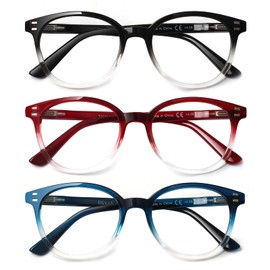 3 Pack Reading Glasses Spring Hinge Stylish Readers Black/Tortoise for Men and Women (color, 2.25)Medium