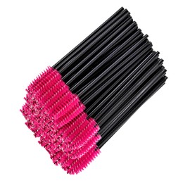 ÂME BY M 100pcs Black and Pink Disposable Mascara Wands Eyelash Brush Eyebrow Brush Spoolie Eyelash Applicator Lash Extension Eyebrow Comb Castor Oil Brush Makeup Tool