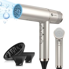 Slopehill Haartrockner mit einzigartigem b√ºrstenlosem Motor | Intelligente Fehlerdiagnose | Innovativer Mikrofilter | Oxy Active Technology | LED-Anzeige | 268g Superleicht, 2000W (Champagner Gold)