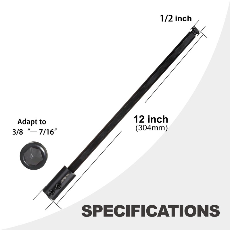 GEINXURN Tools Hole Saw Extension Chuck, 12-Inch x 1/2-Inch Hex