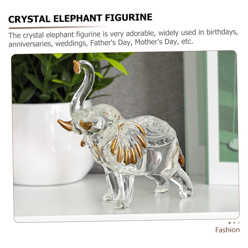 Gatuida Crystal Elephant Figurine Elegant Desktop Decor Craftsmanship Crystal Material
