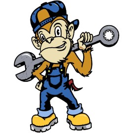 MONKEY MECHANIC WITH WRENCH BUMPER STICKER TOOLBOX STICKER LUNCH BOX