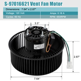 QTR070, QTR080, S-97016621 Fan Motor for Broan Nutone QTN80L, QTN80L-A, QTRN080, QTR070L, QTR080L, QTR080F, QTRN080F, QTRN080L Bathroom Exhaust Fan, S97016621, 99080568 Replacement Motor